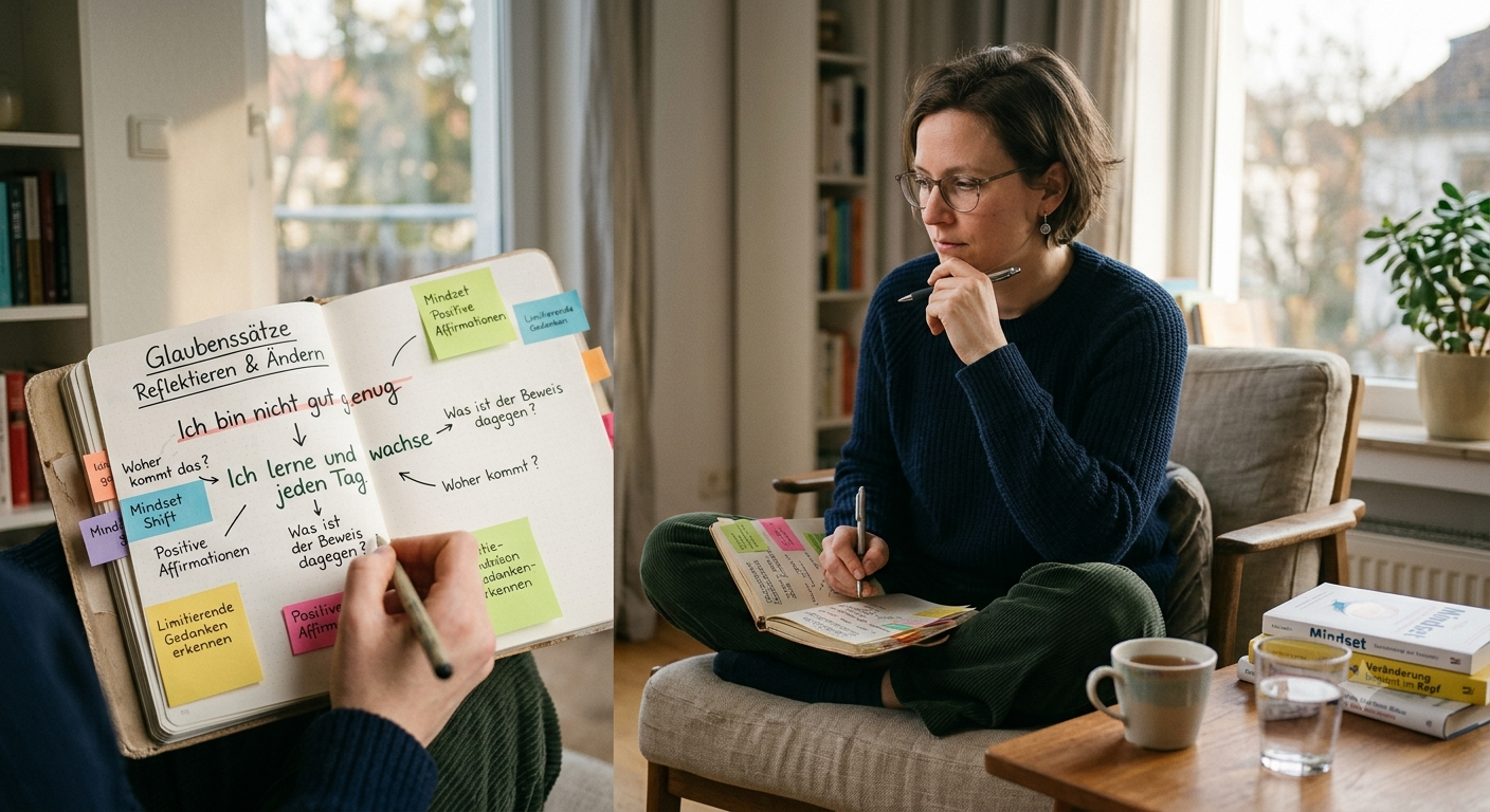 Person bei einer Reflexionsübung zur Veränderung von Glaubenssätzen und Mindset
